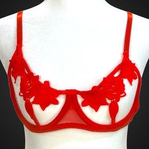 ❤️ Red Rose Peek-a-boo Bra